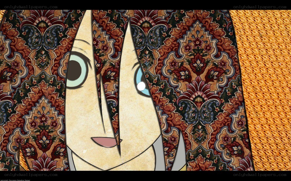 animated character peeking through fabric