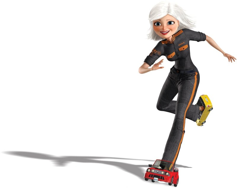 animated character with cars