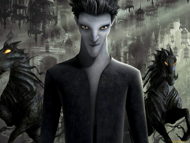 animated character with demonic creatures