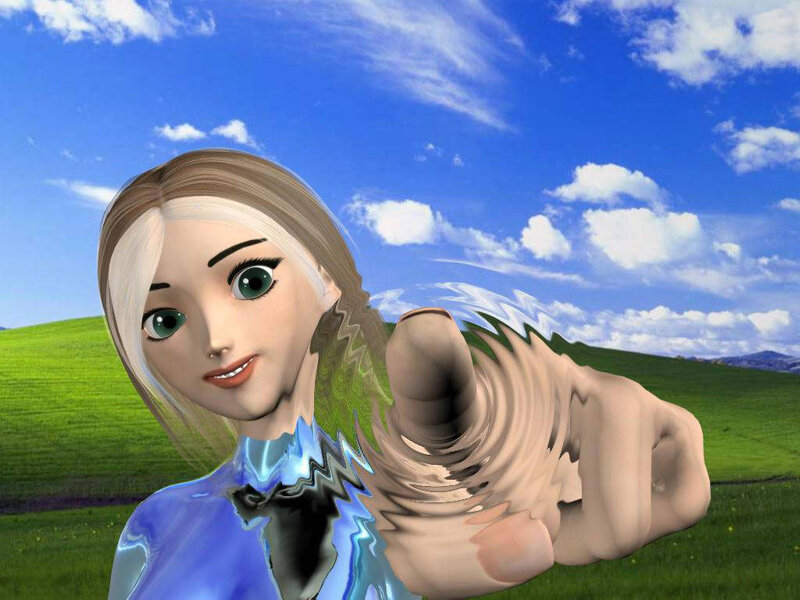 animated character with distorted hand