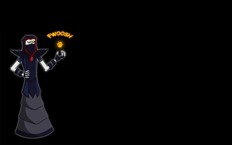 animated character with fireball