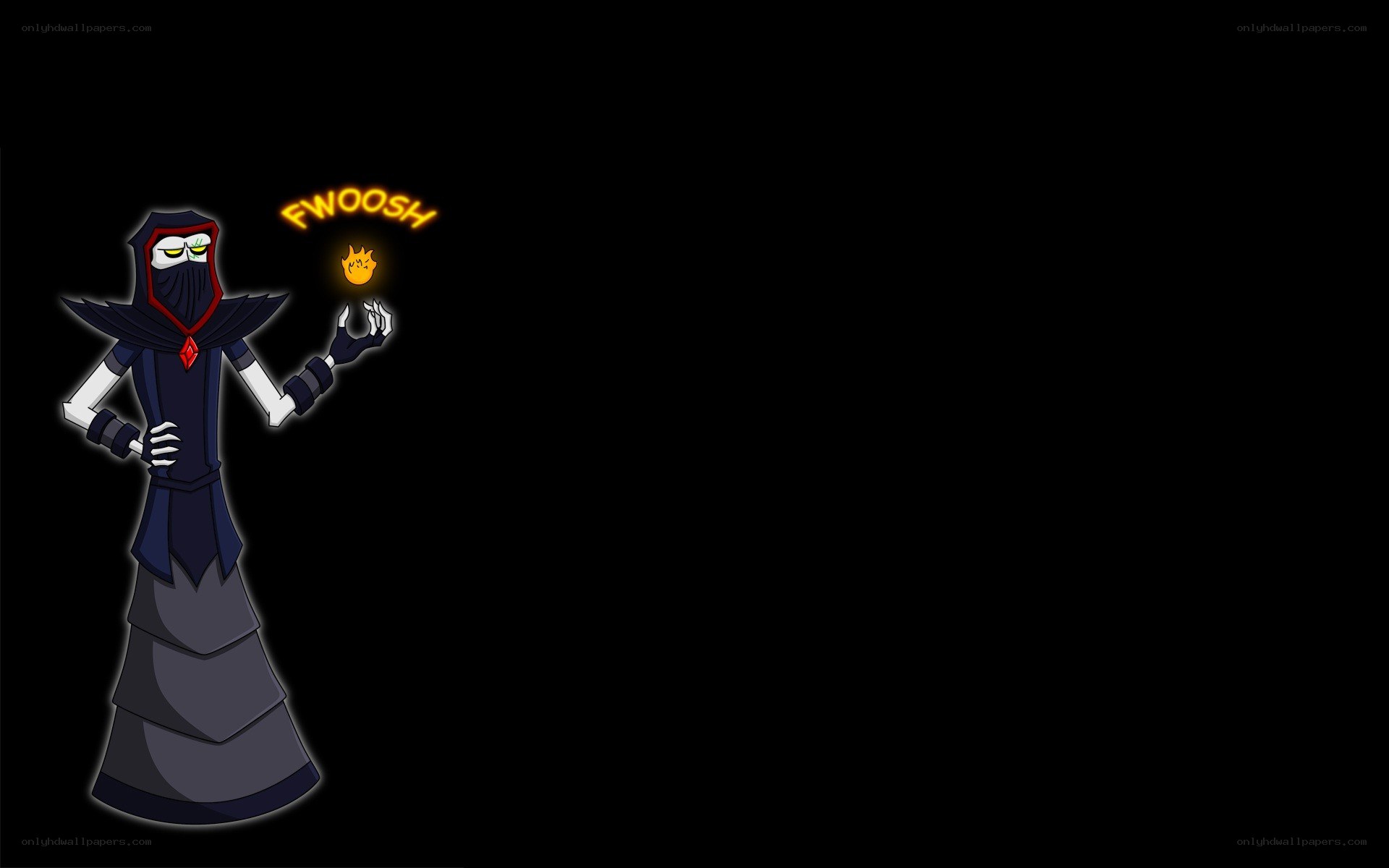 animated character with fireball