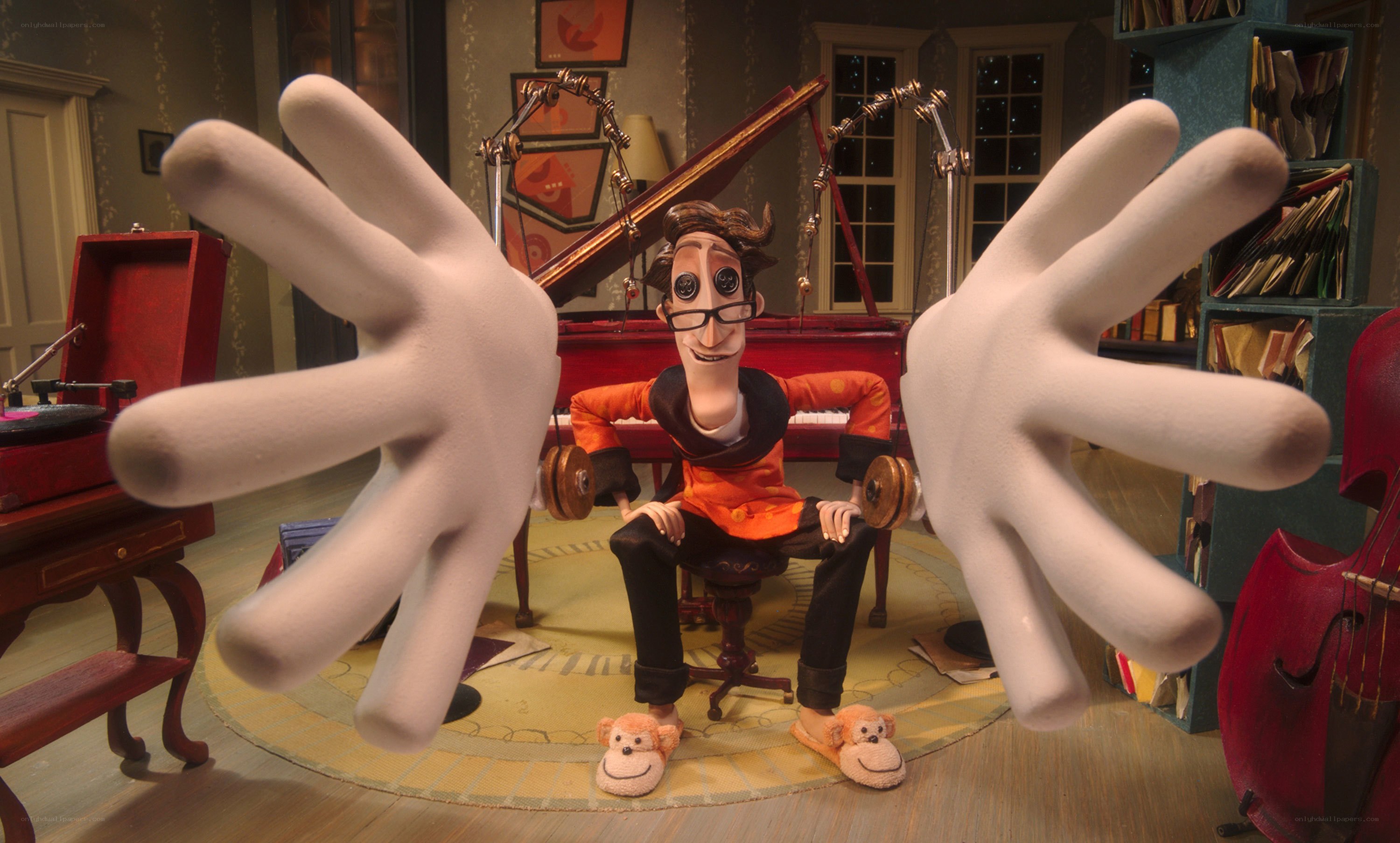animated character with giant hands