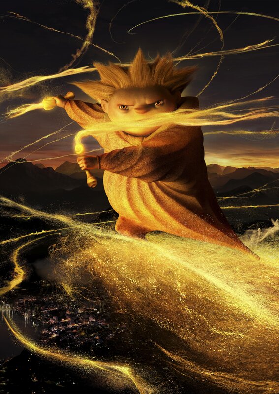 animated character with golden energy