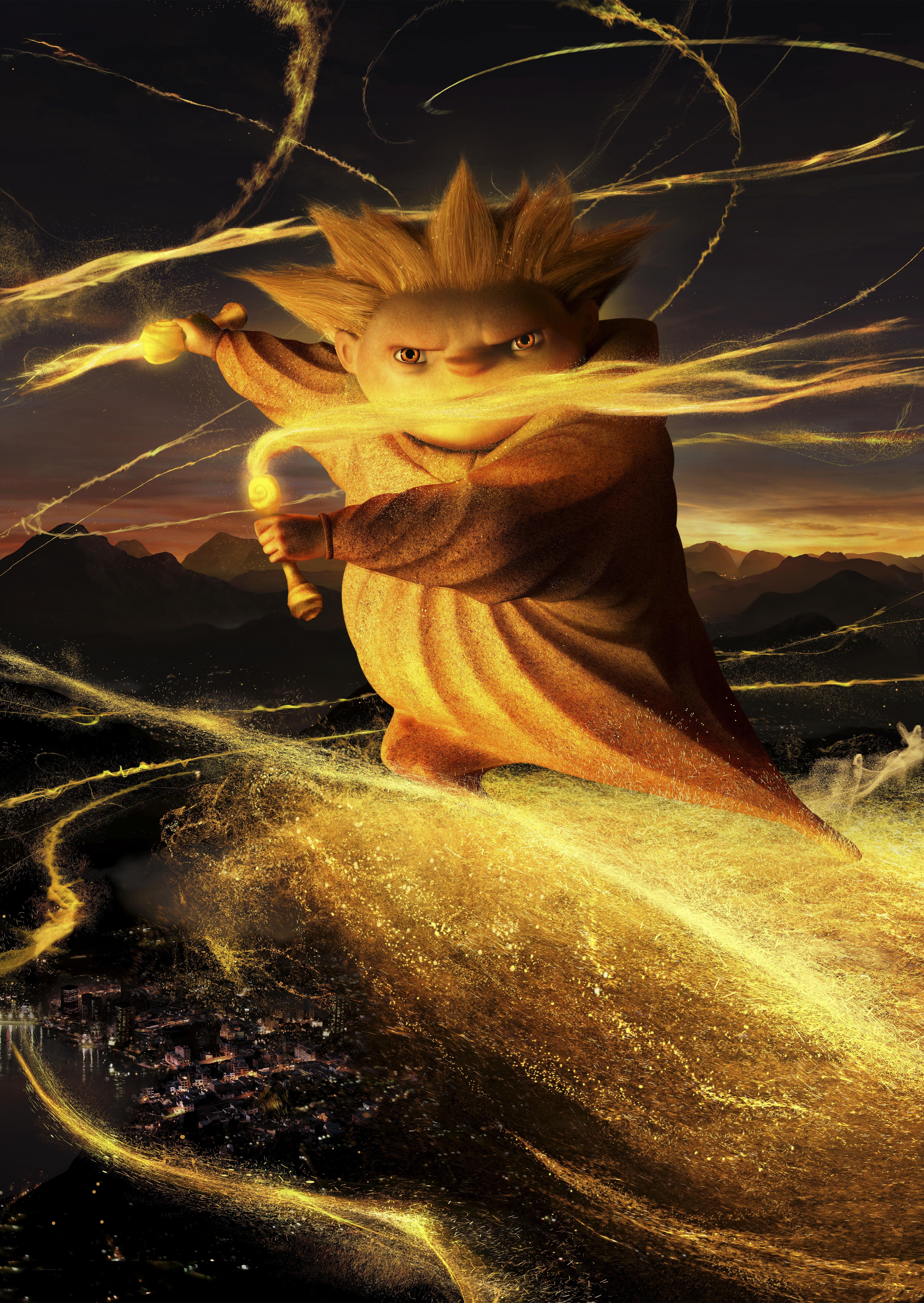 animated character with golden energy