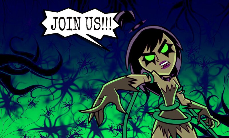 Animated Character with Green Eyes — Dark, Menacing