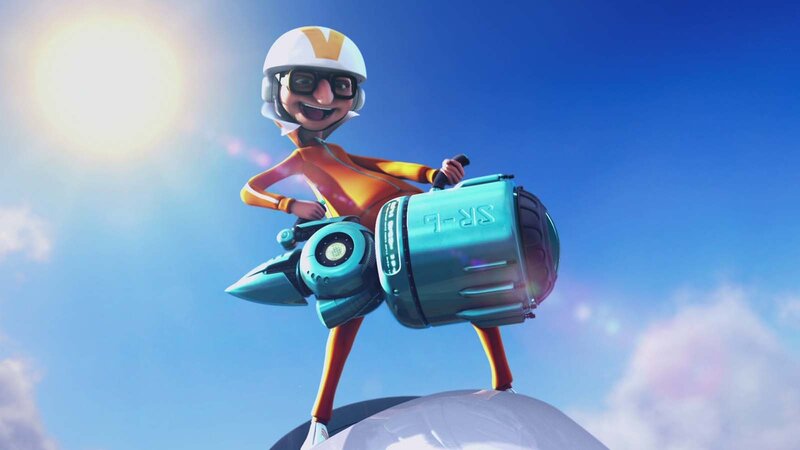 Animated Character with Jetpack — Blue