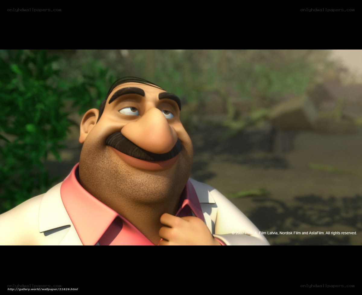 animated character with mustache