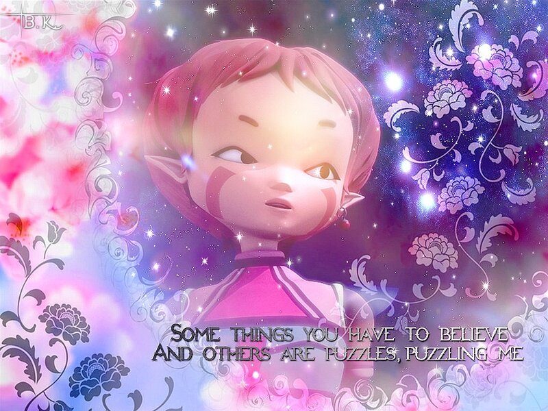 animated character with quote