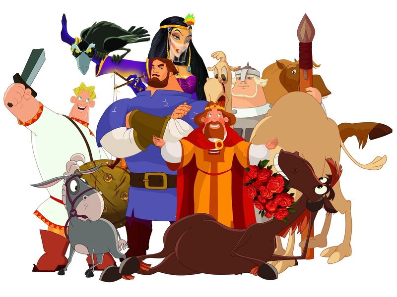 Animated characters group portrait