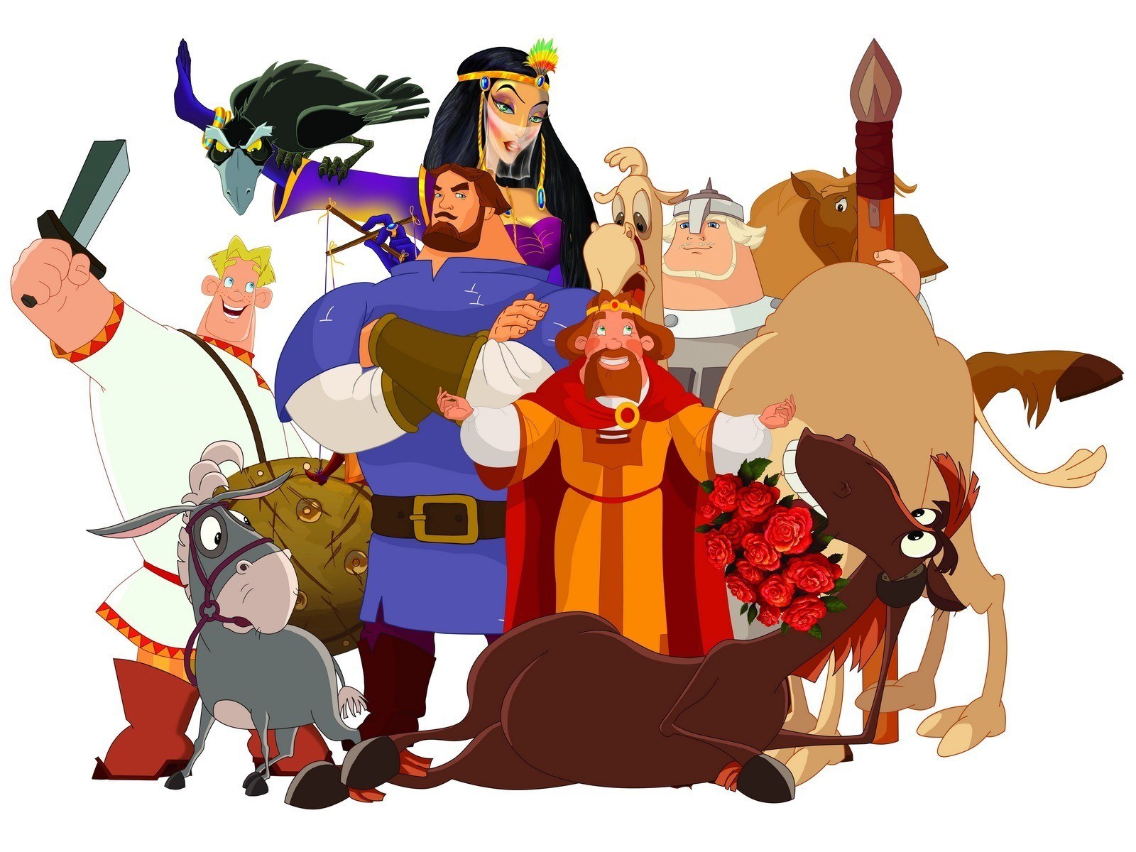 Animated characters group portrait