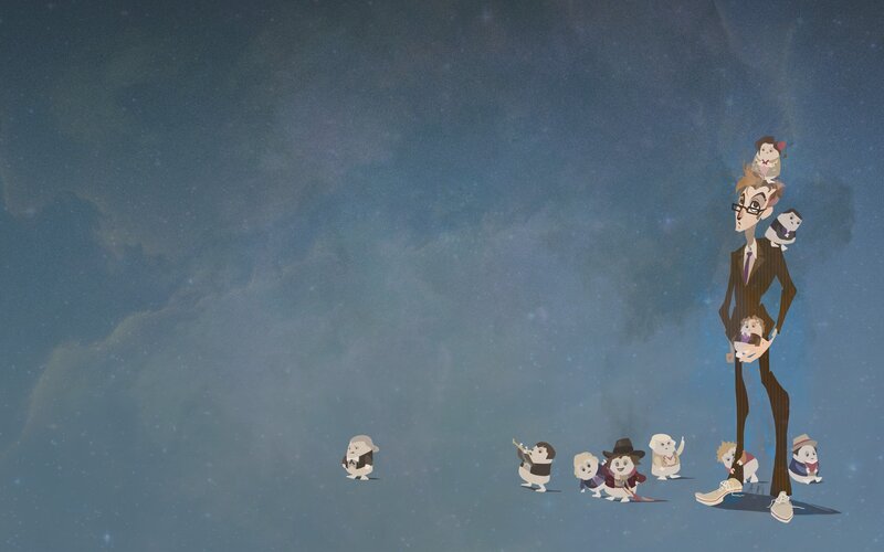 animated characters in space