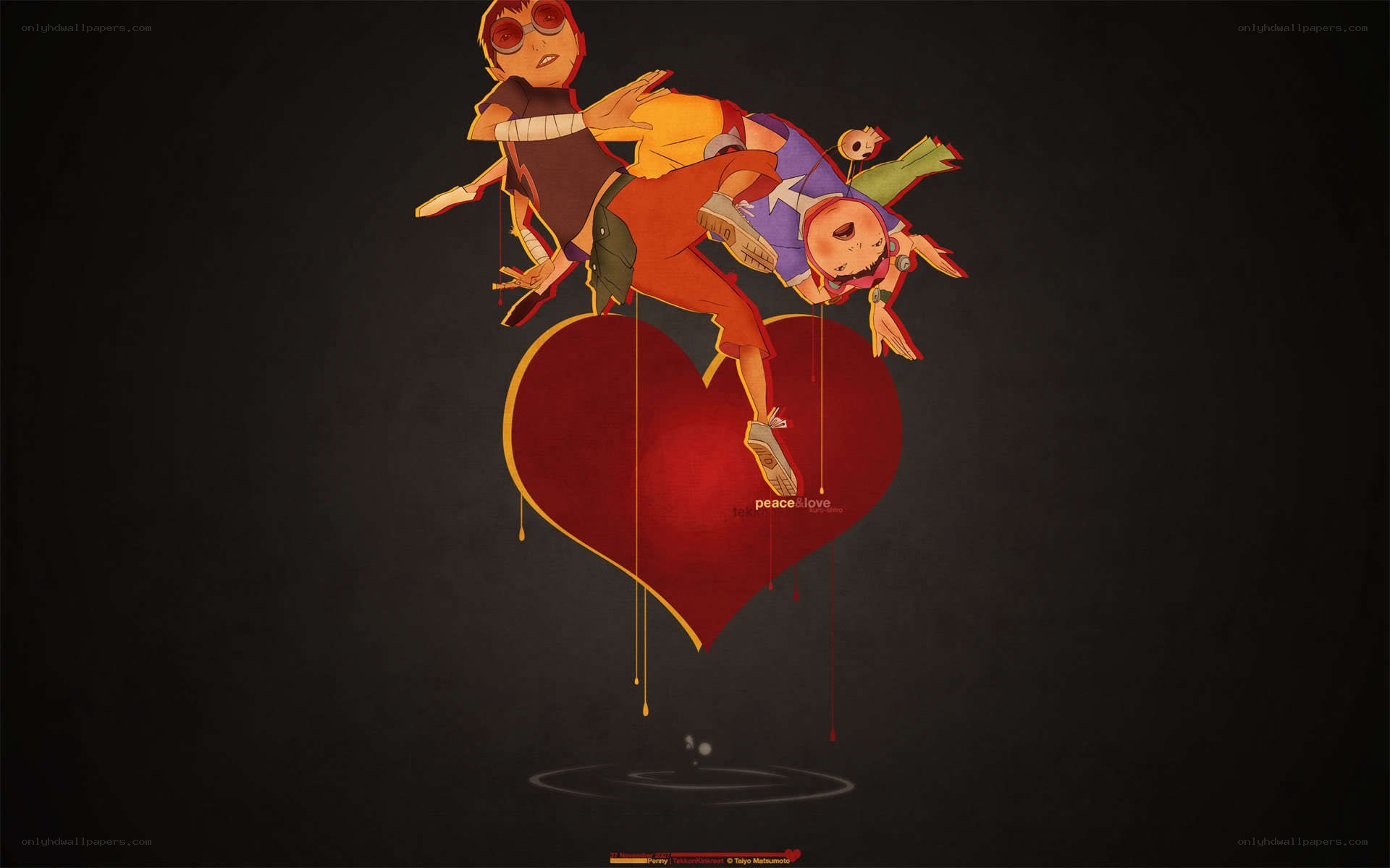 Animated characters on a heart