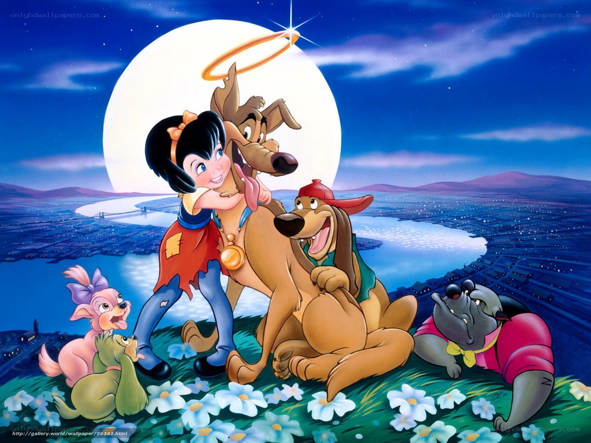 Animated characters under moonlight