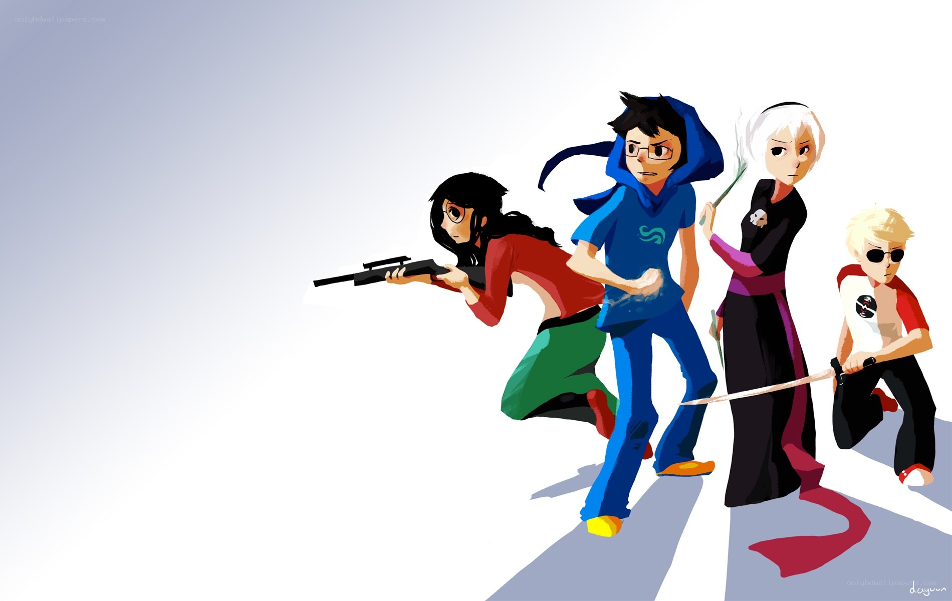 animated characters with weapons