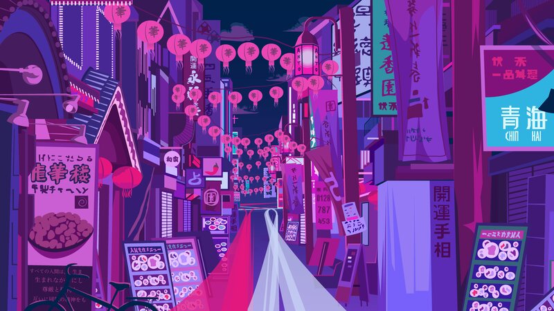 Animated City Street — Purple
