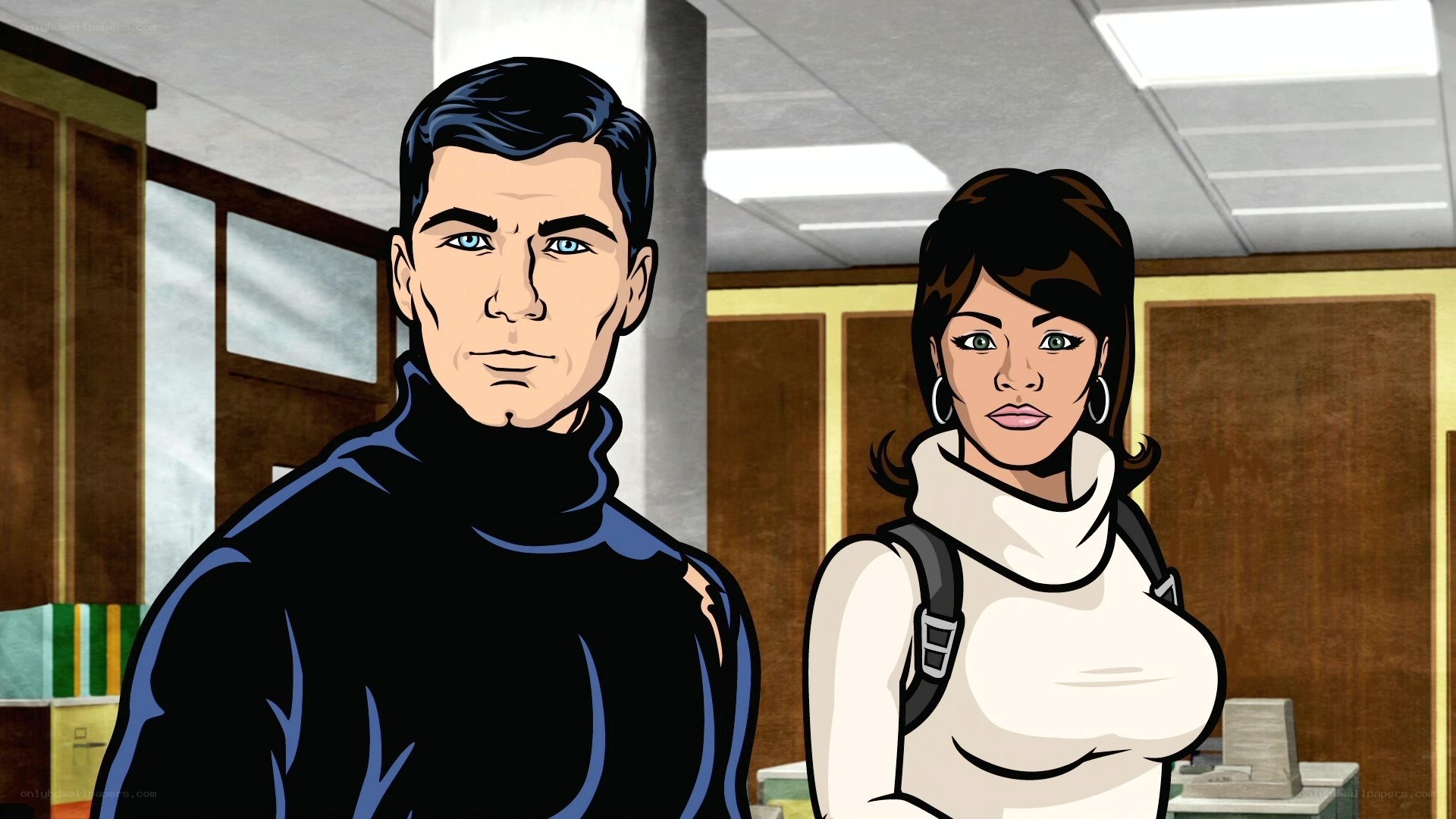 animated couple in office
