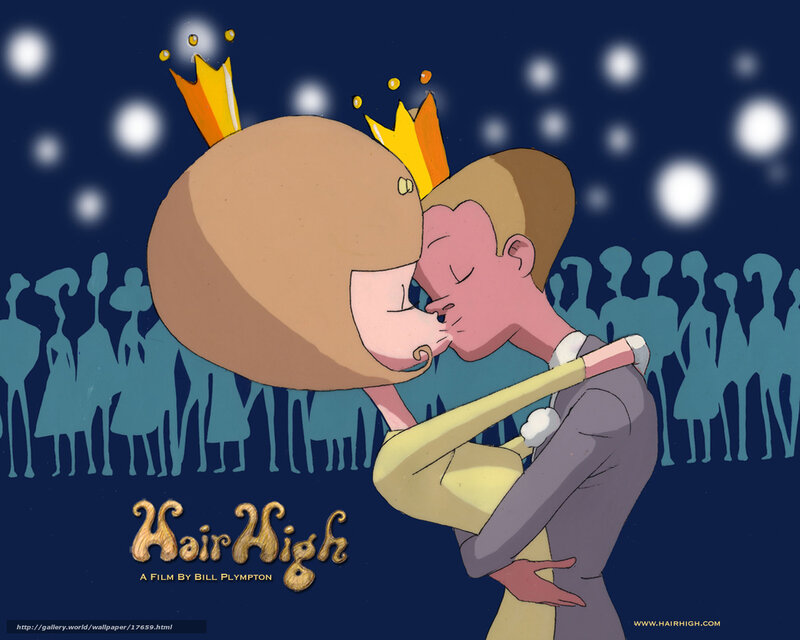 Animated couple kissing