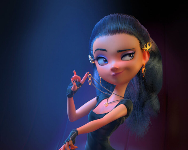 Animated Female Character — Blue