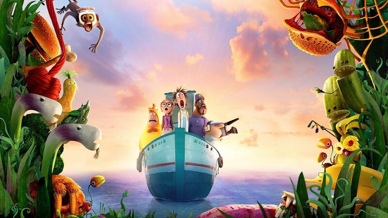 Animated food creatures on a boat