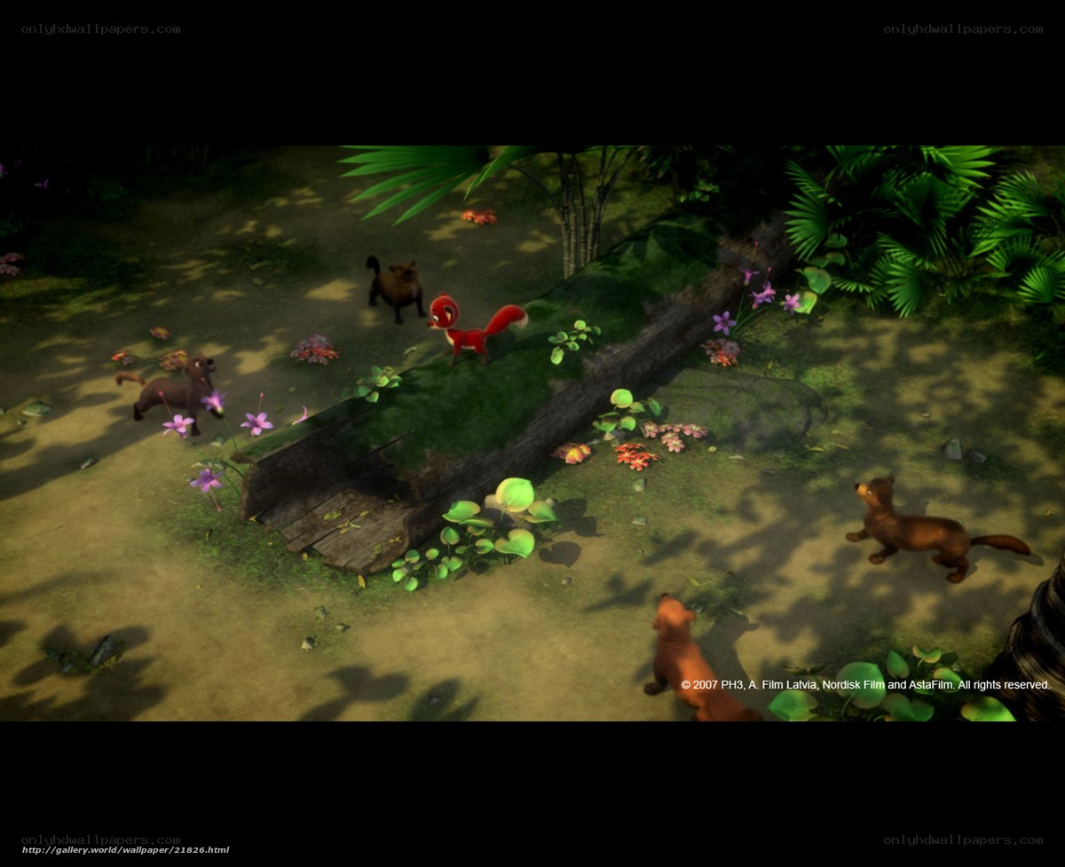 animated forest scene with animals