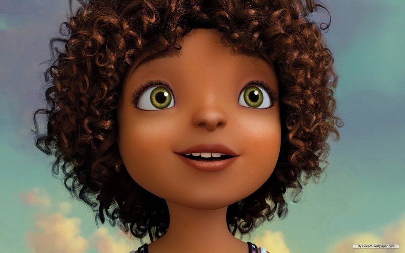 Animated Girl with Curly Hair