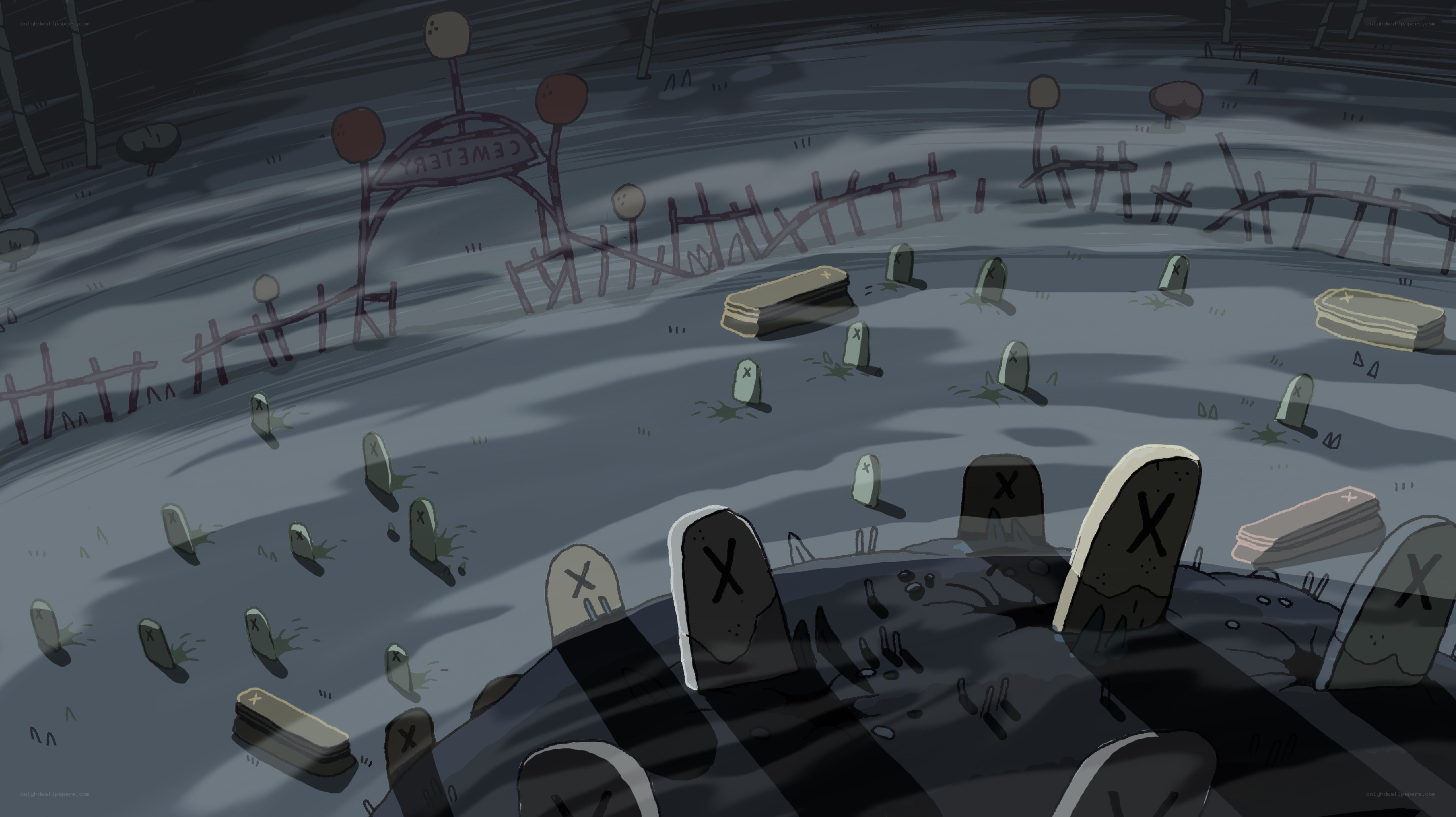 Animated graveyard scene