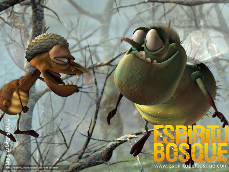 Animated insects in forest scene