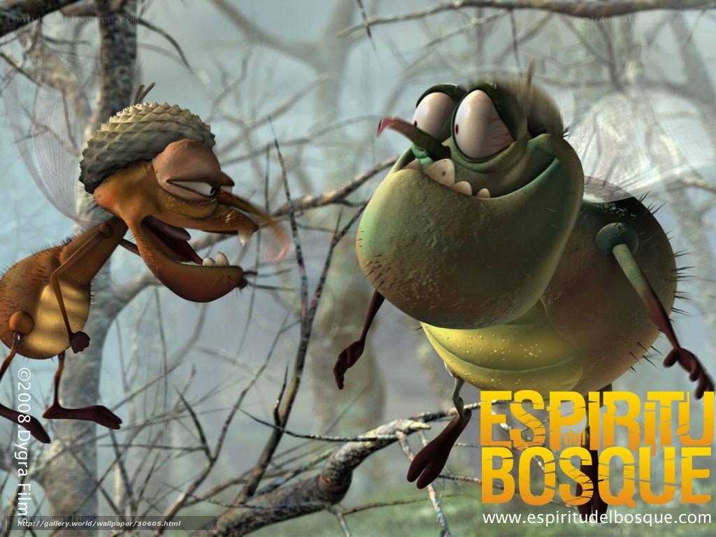 Animated insects in forest scene