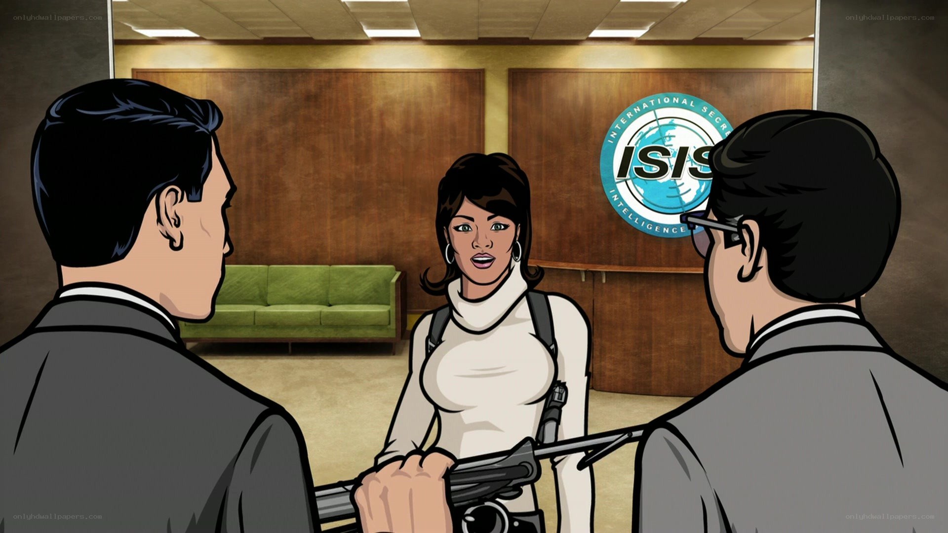 Animated intelligence briefing scene