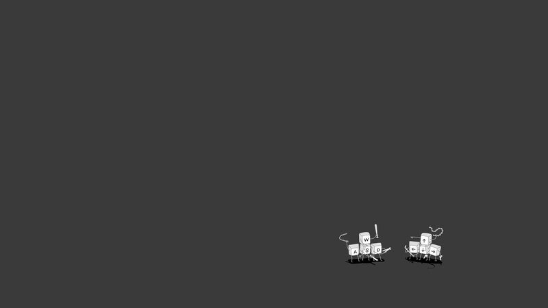 Animated Keyboard Keys — Gray, Humorous, Illustration, Keyboard Keys, Weapons