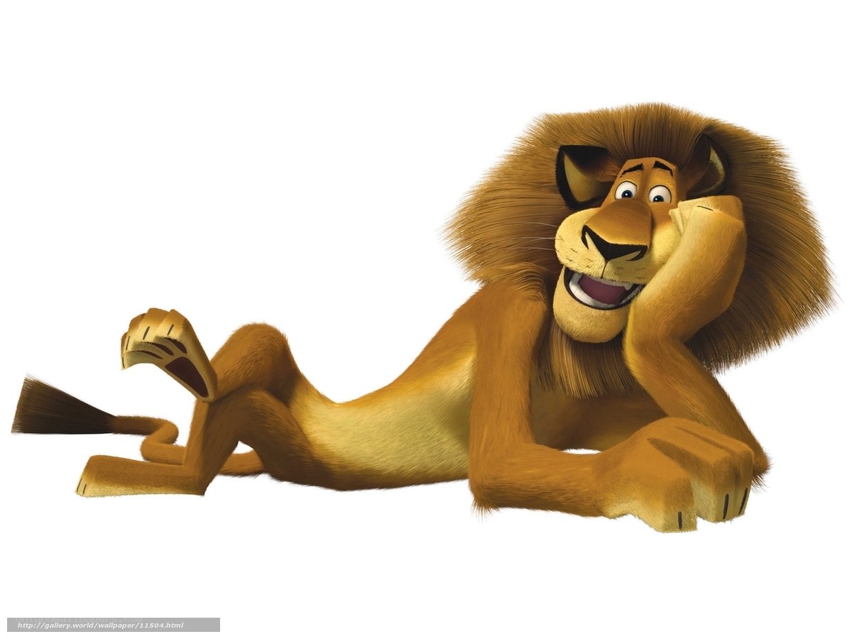 Animated lion character lying down