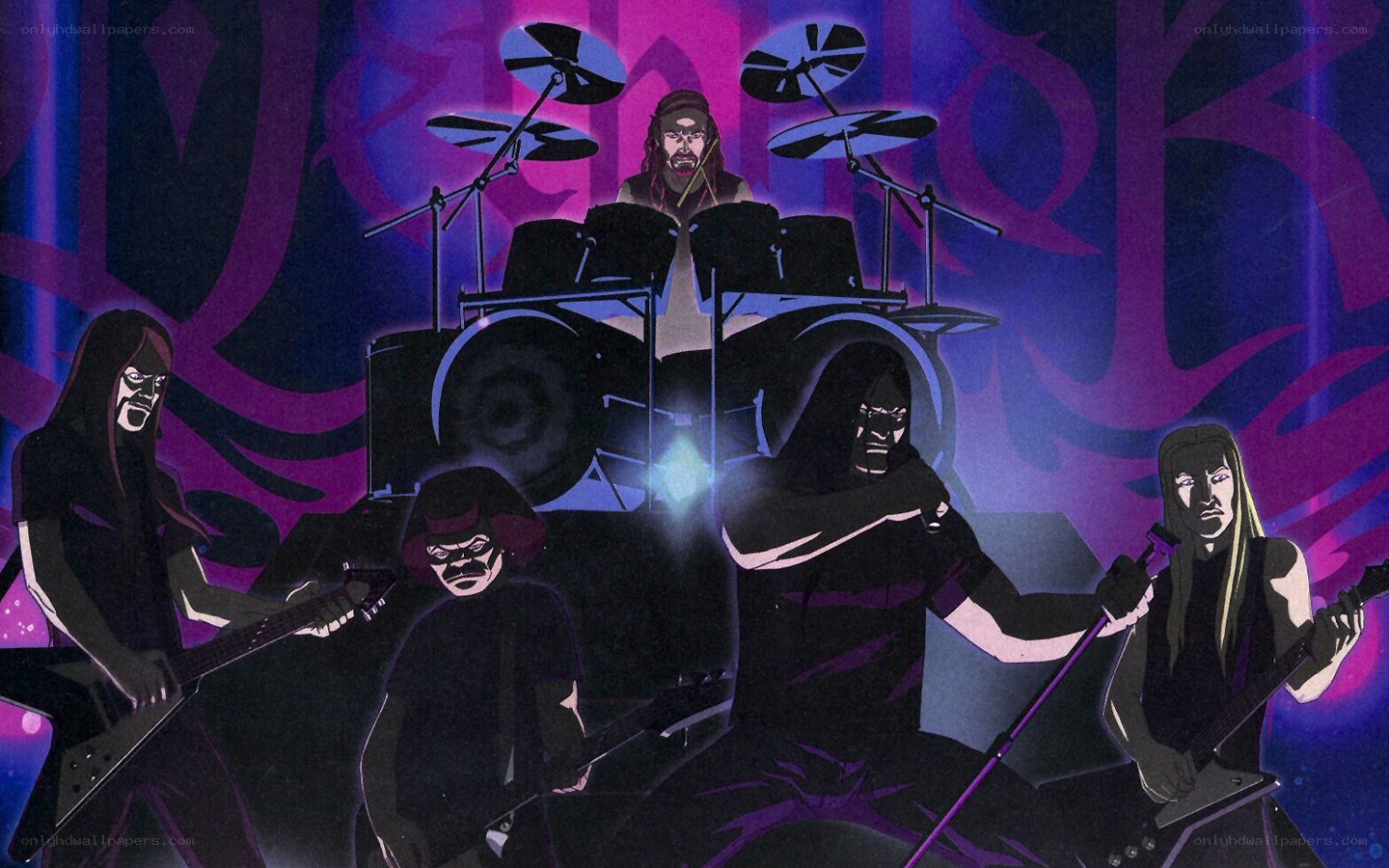 animated metal band performance