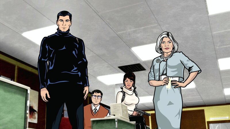 Animated office scene with characters