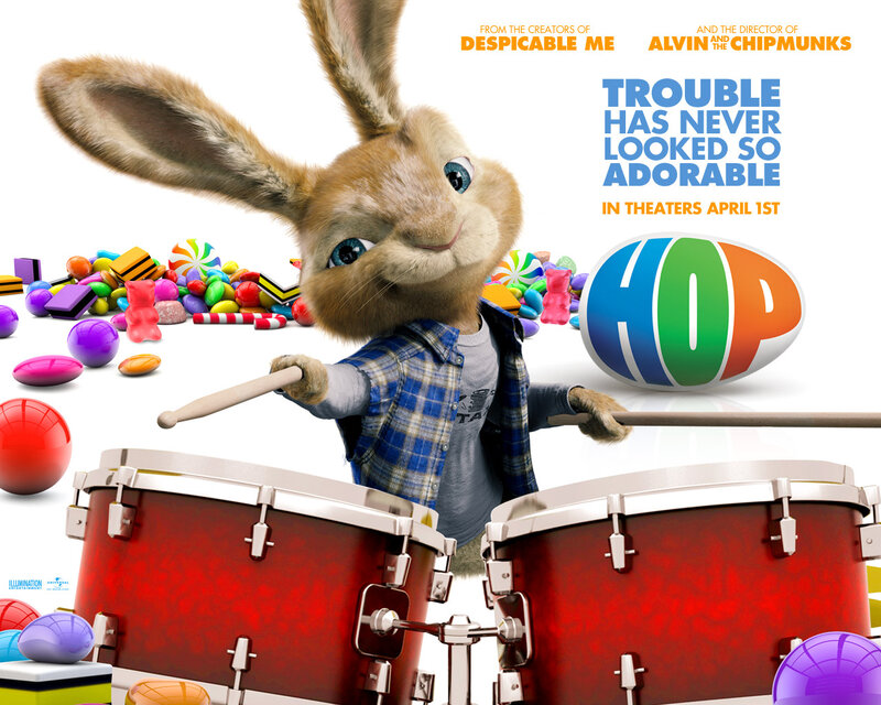 Animated Rabbit Playing Drums — Red