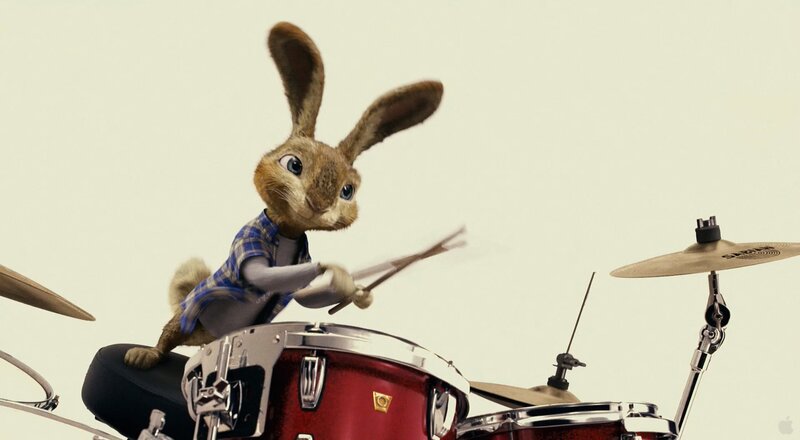 Animated Rabbit Playing Drums