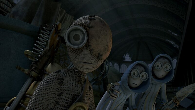 Animated robot and two creatures