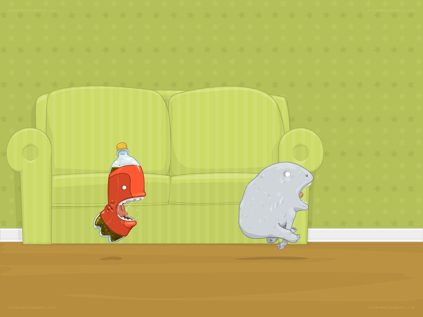 Animated soda bottle monster