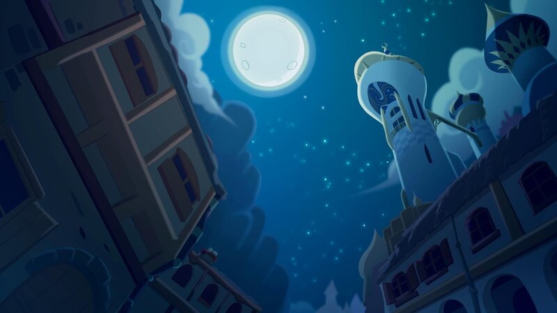 Animated Town at Night — Blue