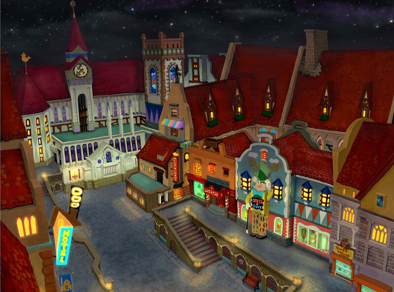 Animated Town at Night