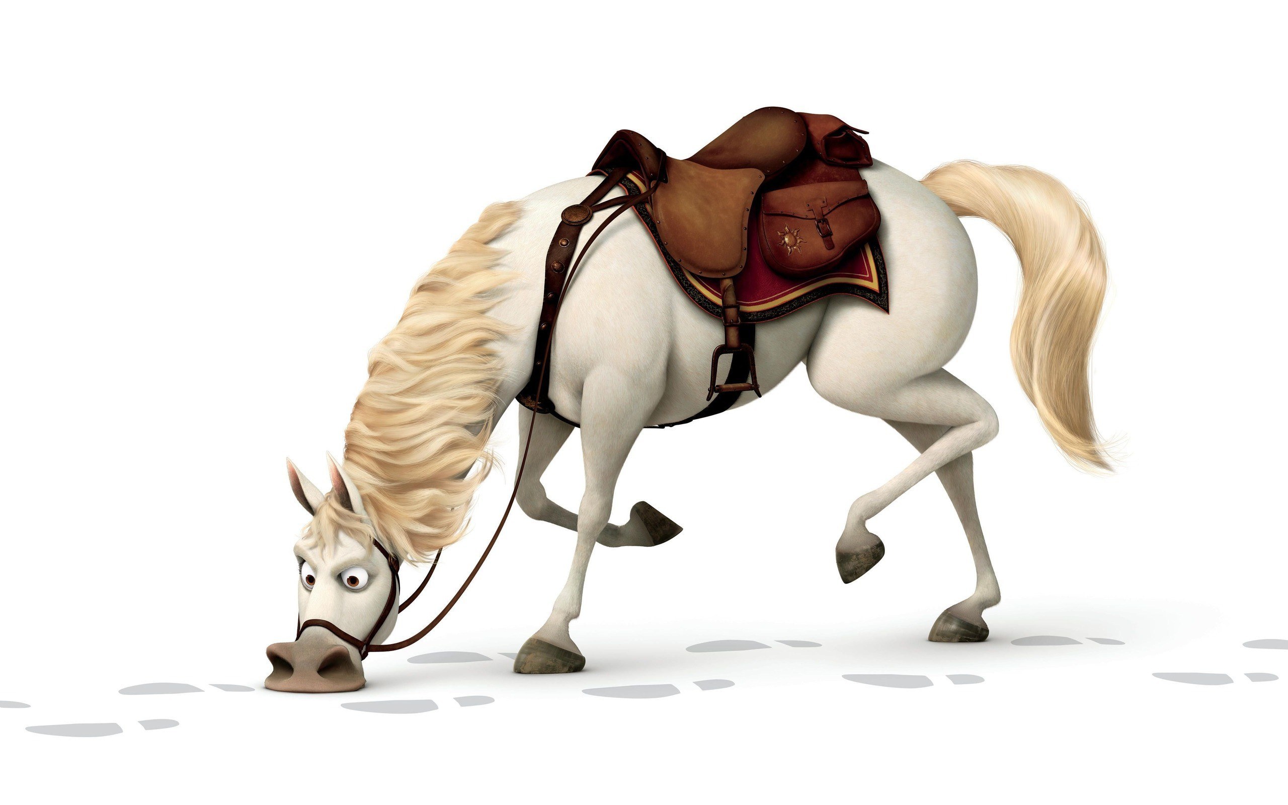 animated white horse with saddle