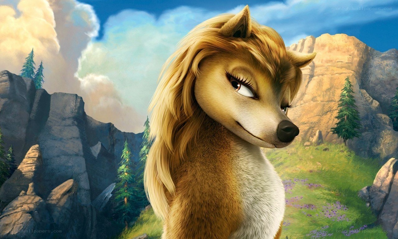 animated wolf character in nature