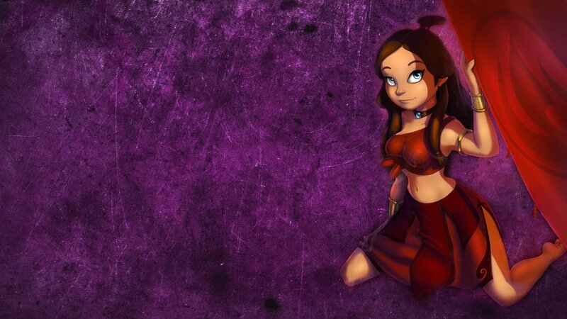Animated Woman in Red Dress — Purple