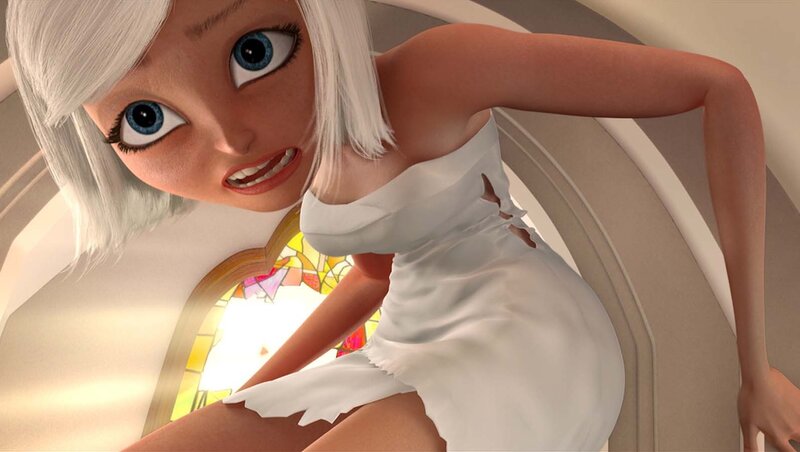 Animated Woman in White Dress