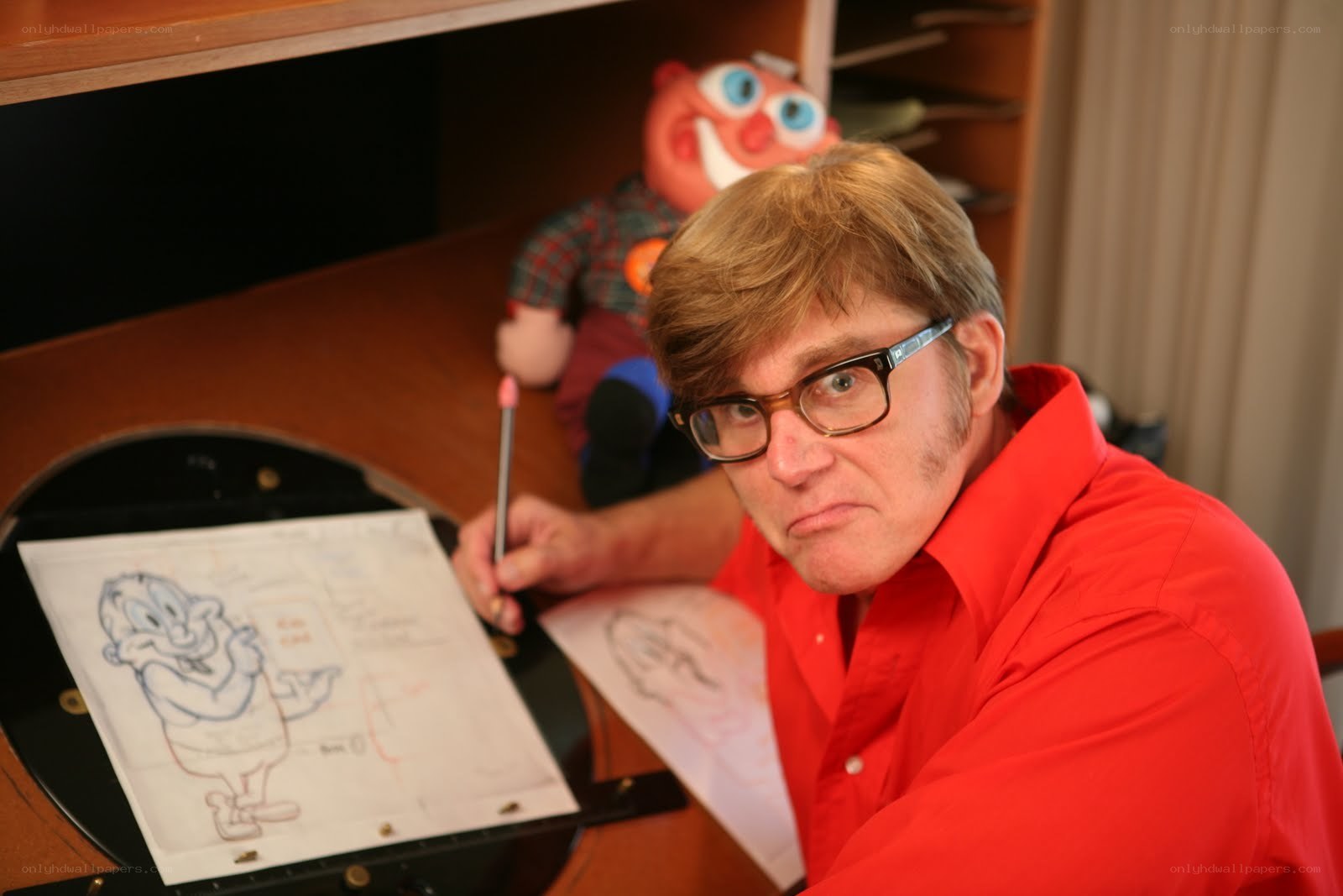 Animator at his drawing desk