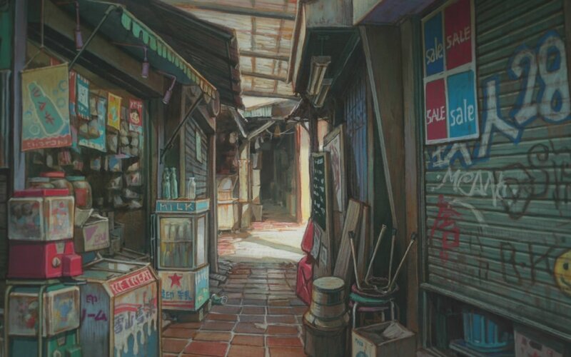 Anime alley scene