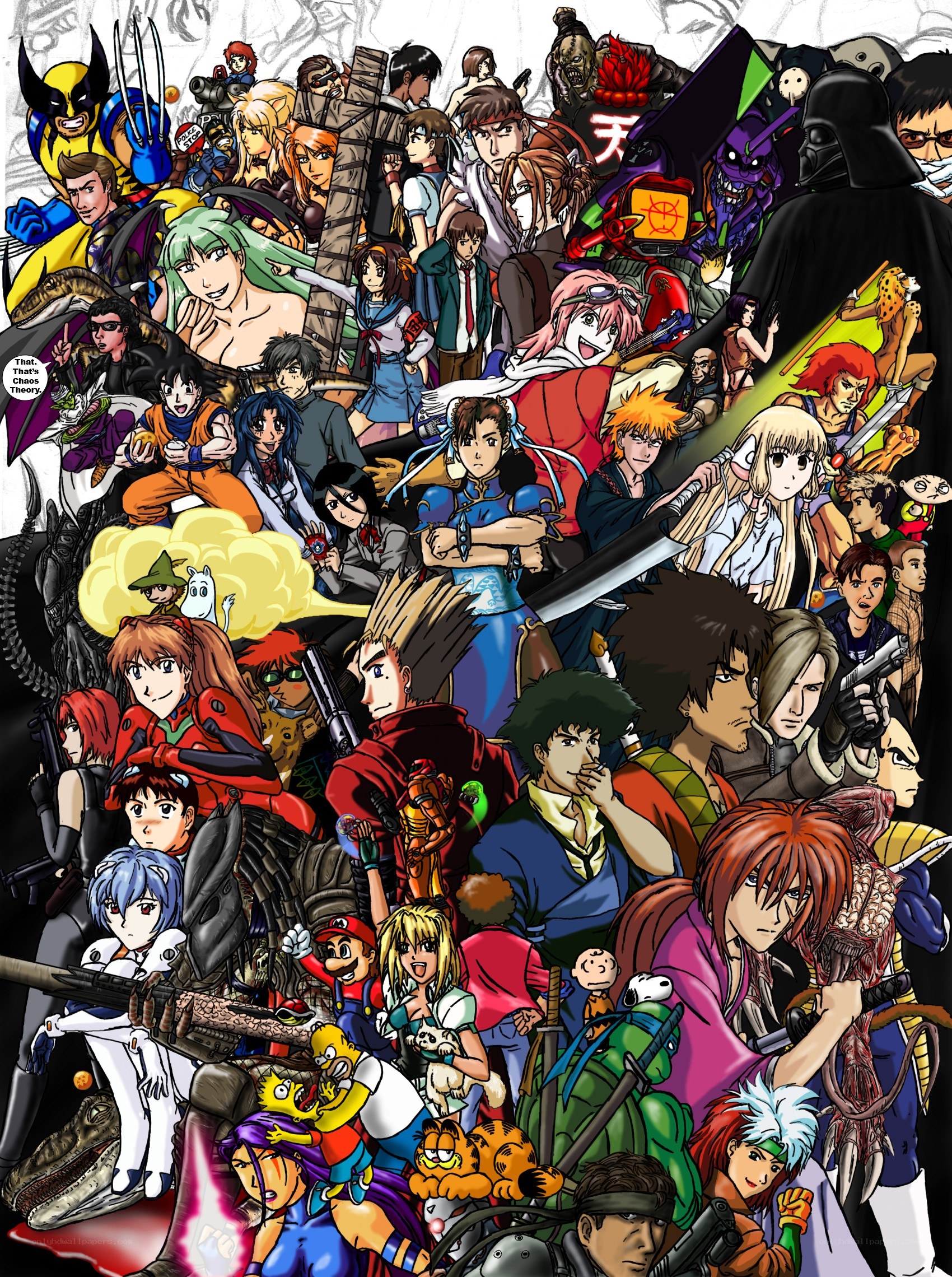 Anime and cartoon character collage