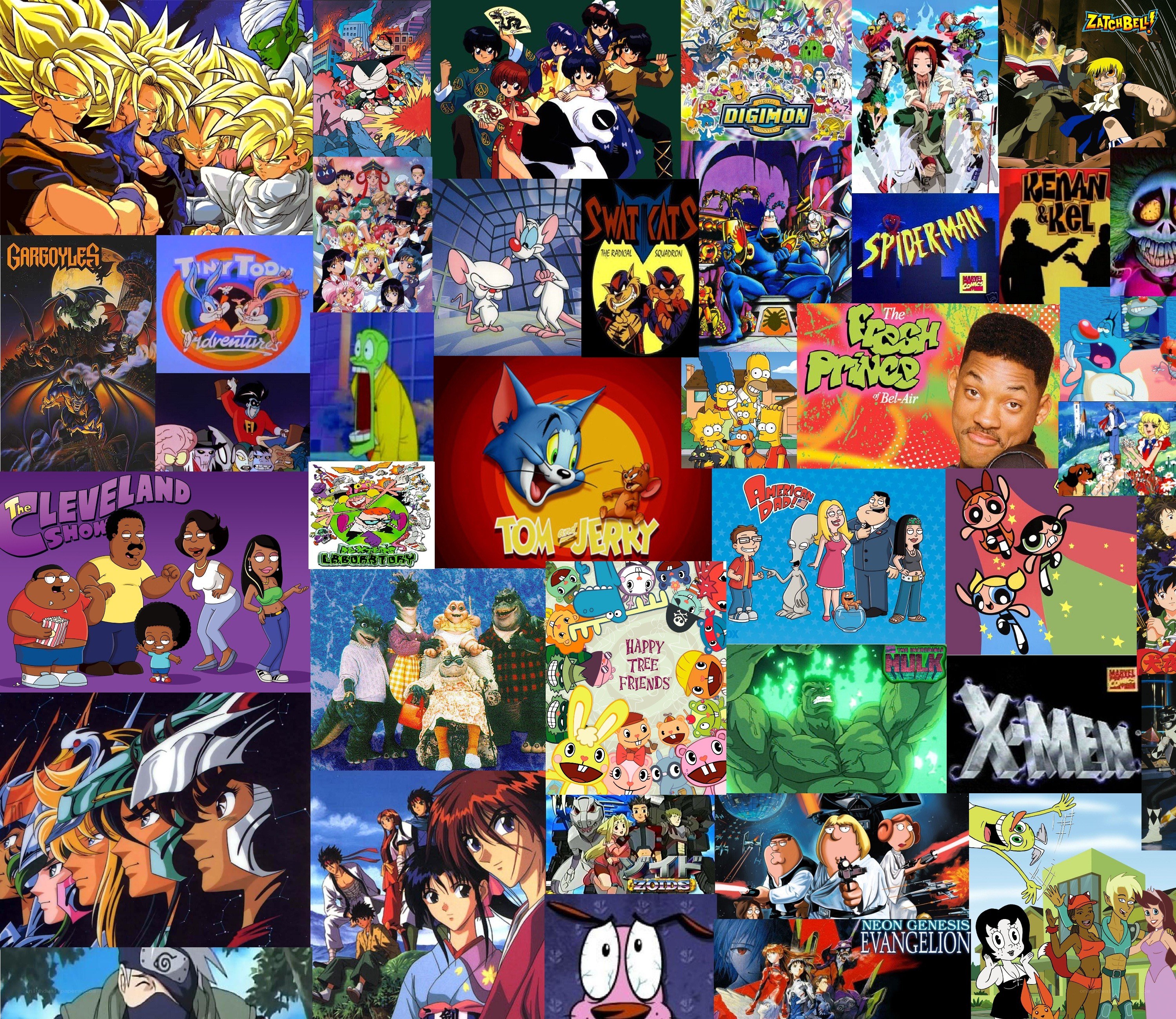 Anime and cartoon collage