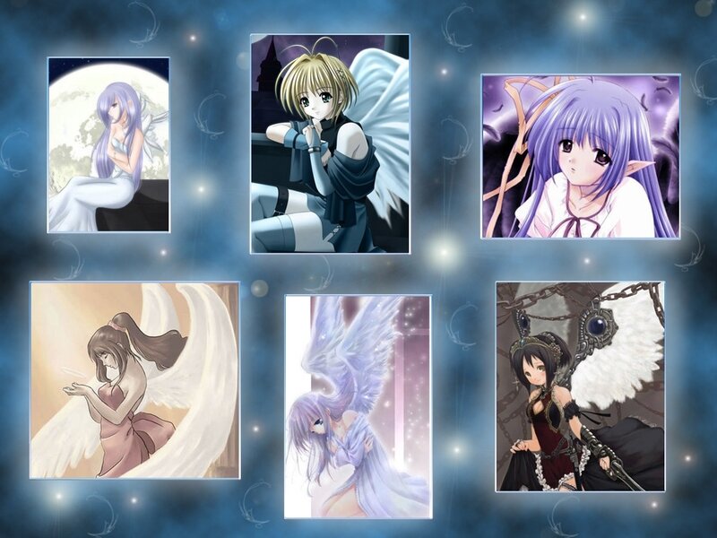 Anime angel character collage