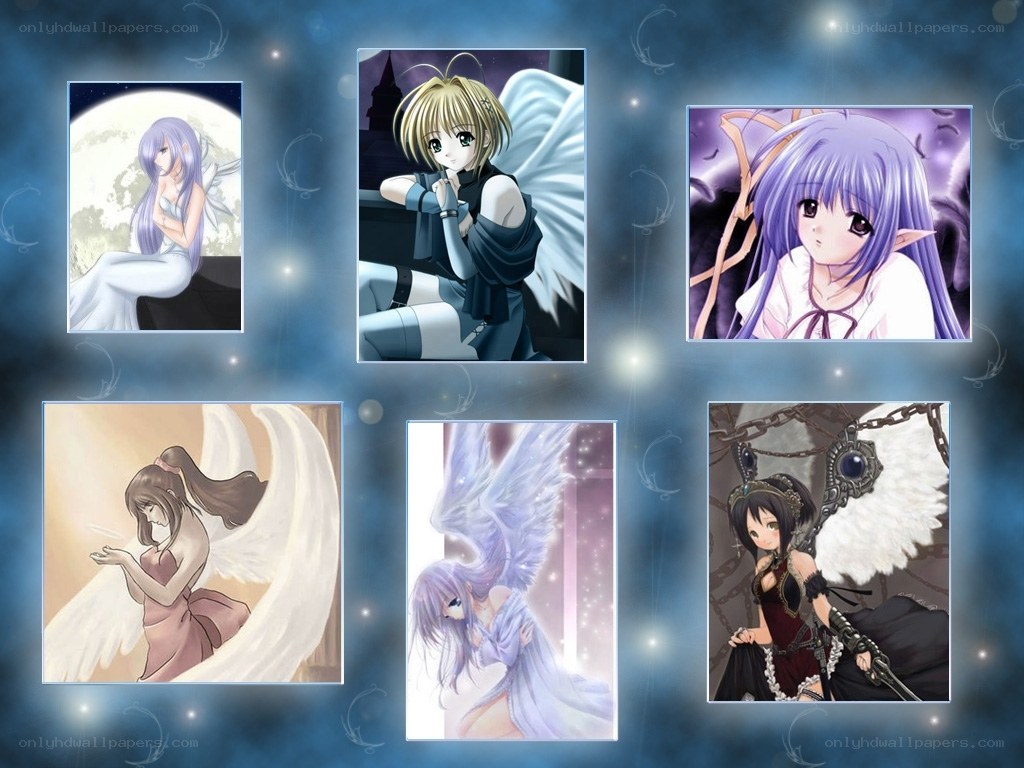 Anime angel character collage
